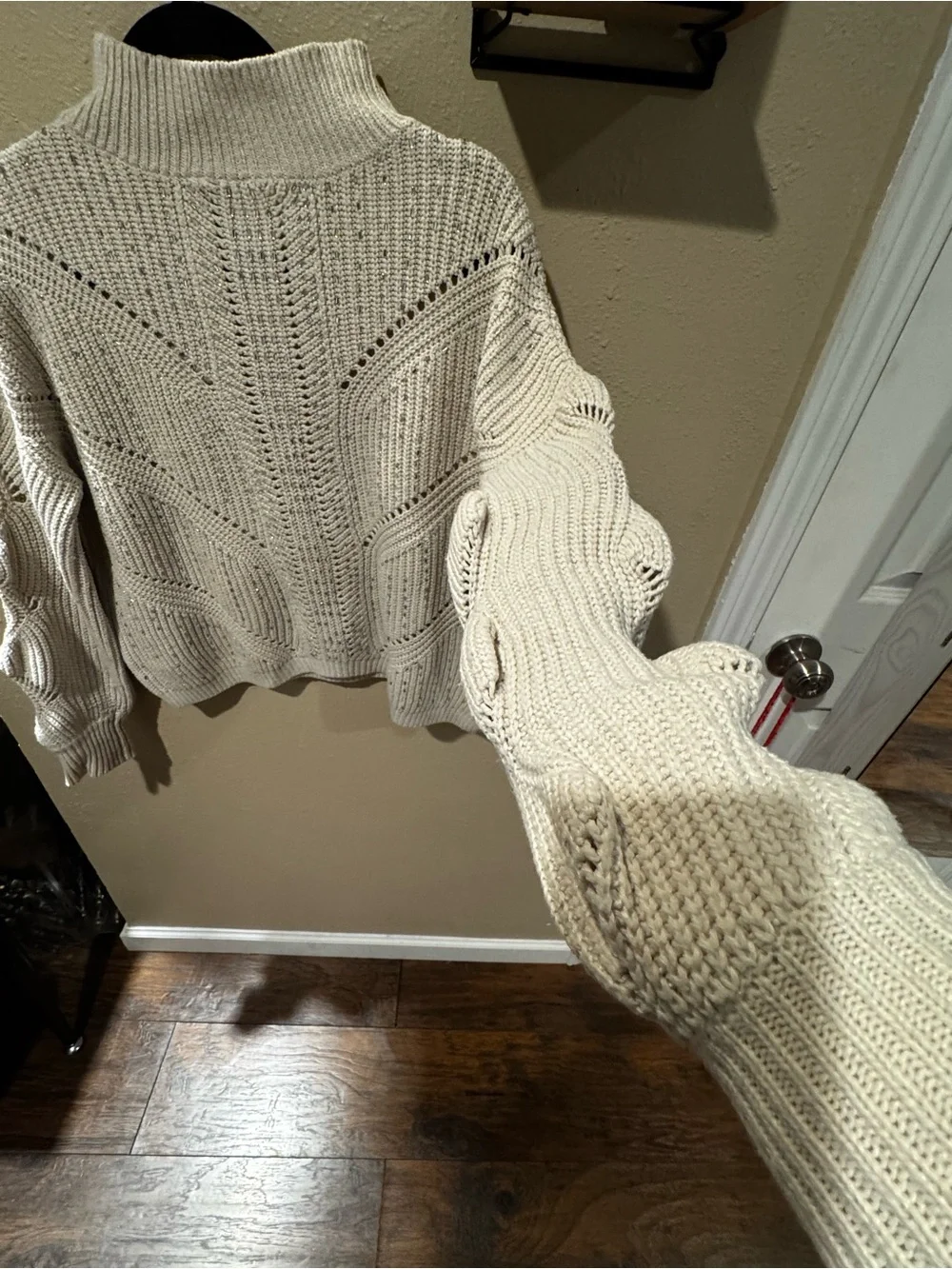 Light Ivory Mock-Neck Knit Pullover Sweater
